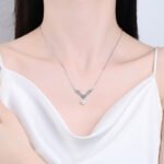 S925 Sterling Silver Natural Freshwater Pearl Necklace for Women with Moissanite Choker