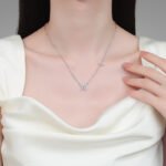 S925 Sterling Silver Moissanite Four-Leaf Clover Necklace for Women, Delicate and Fresh Daily Wear