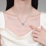 S925 Sterling Silver Moissanite Necklace for Women, Heart Pendant, Simple Chain, Sweet Style