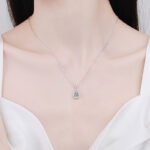S925 Sterling Silver Pendant Necklace for Women 5*8 Pear Shape Moissanite Collarbone Chain with Pavé Setting Factory Wholesale