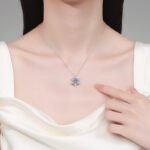 S925 Sterling Silver Moissanite Necklace for Women Heart Hexagon Pendant Fashion Trendy Collarbone Chain