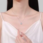 S925 Sterling Silver Moissanite Necklace for Women, Small Square Pendant, Simple Sugar Cube Design