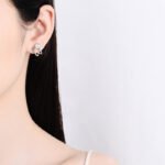 S925 Sterling Silver U-Shape Stud Earrings for Women with Moissanite and Freshwater Pearl, Wholesale Ear Jewelry