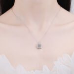 S925 Silver Square Micro-Set Moissanite Necklace for Women, Light Luxury Style