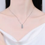 S925 Sterling Silver Moissanite Step Pendant Necklace, Wholesale, Choker