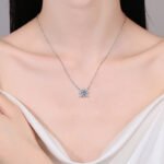 S925 Silver Moissanite Necklace Snowflake Pendant Marquise Cut Light Luxury Fashion Minimalist Trendy Collarbone Chain