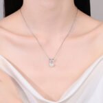 S925 Silver Moissanite Pearl Necklace Butterfly Bow Sweet Pendant Cute Girl