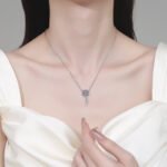 S925 Sterling Silver Moissanite Necklace Women's One-Word Tassel Pendant Personality Versatile Collarbone Chain Simple