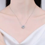 S925 Sterling Silver Necklace for Women, Square Moissanite Pendant Collarbone Chain, Factory Wholesale