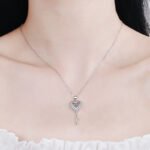 925 Sterling Silver Lock of Love Necklace with 0.5ct Moissanite for Women, Engagement, Factory Direct