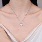 S925 Silver Moissanite Pearl Necklace Oval Pendant Elegant Daily Commute Clavicle Chain