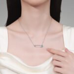 S925 Sterling Silver Moissanite Necklace for Women, Paperclip Pendant, Minimalist Versatile Design, Exquisite Gift
