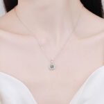 S925 Sterling Silver Necklace for Women with 1 Carat Moissanite Round Pendant Collarbone Chain
