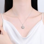 S925 Sterling Silver Necklace for Women with Natural Freshwater Pearl and Moissanite Sunflower Pendant