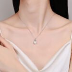 S925 Sterling Silver Moissanite Pearl Necklace V-Shaped Pavé Pendant Minimalist Elegant Design Collarbone Chain