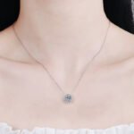 925 Sterling Silver Moissanite Necklace for Women Round Bezel Pendant Minimalist Korean Style Live Hot Sale Factory Direct