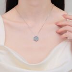 S925 Sterling Silver Full Moissanite Necklace for Women Sunflower Box Chain Simple Daily Versatile Exquisite