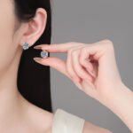 S925 Sterling Silver Full Moissanite Stud Earrings for Women, Bubble Floating Ear Cuff, Minimalist and Elegant, Everyday Versatile