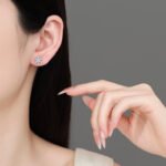 S925 Sterling Silver Full Moissanite Stud Earrings for Women, Snowflake and Floral Design, Fresh Sweet and Cute, Delicate for Daily Wear