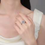S925 Sterling Silver Moissanite Ring for Women, Beveled Square Star Band, Light Luxury, Delicate, High-End