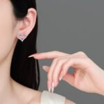 S925 Sterling Silver Moissanite Heart Stud Earrings for Women Sweet Cute Fresh Daily Versatile