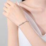 S925 Sterling Silver Moissanite Bracelet for Women, Minimalist Elegant Gift