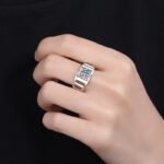 S925 Silver Men's Ring Simple 1 Carat Moissanite Ring European and American Style