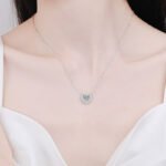 S925 Sterling Silver Heart Moissanite Necklace for Women, Clavicle Chain, Small Accessory, Factory Wholesale