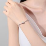 S925 Sterling Silver Moissanite Square Bag Bracelet, Vintage Minimalist Sugar Cube Design, Exquisite Gift for Women