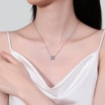 S925 Sterling Silver Moissanite Pendant Necklace for Women, Floral Design, Simple Elegant, Daily Wear, Gift