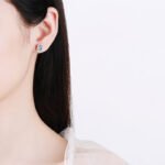 S925 Sterling Silver Earrings for Women with Radiant Emerald Cut Moissanite Geometric Studs Factory Direct