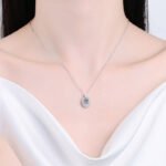 S925 Sterling Silver Necklace Women Moissanite Oval Pendant Rose Gold Tone Collarbone Chain Wholesale