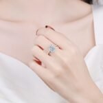 925 Sterling Silver Ring for Women with Micro-Set Stones, 1 or 2 Carat Moissanite, Four-Prong, Fancy Cut