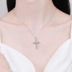 S925 Sterling Silver Cross Pendant Necklace for Women, Moissanite, Chain Necklace, Factory Direct Wholesale