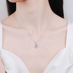 S925 Sterling Silver Moissanite Pendant Necklace Emerald Radiant Cut Chain