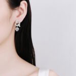 S925 Sterling Silver Q Letter Earrings for Women with Moissanite Heart Shape