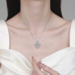 S925 Sterling Silver Moissanite Necklace for Women Heart Sweet Pendant Light Luxury Exquisite Daily Versatile