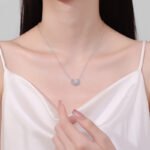 S925 Sterling Silver Moissanite Necklace for Women, Crescent Smile Diamond Pendant, Delicate Sweet High-End