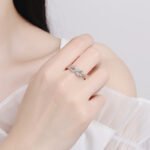 S925 Sterling Silver Ring for Women Moissanite Cross Band Ring