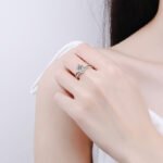 V-Shape Micro-Set Moissanite Ring for Women, 925 Silver, Factory Direct