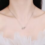 S925 Silver Interlocking Hearts Moissanite Necklace Rose Gold Plated Choker