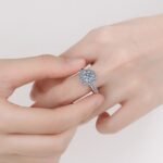 S925 Sterling Silver Women's Luxury Wedding Ring 1 Carat Moissanite Ring European and American Style
