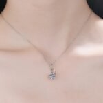 S925 Sterling Silver Necklace 2 Carat Moissanite Teardrop Pendant Chain