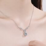 S925 Sterling Silver Four-Prong Moissanite Necklace for Women, 80-Point Simulated Diamond Choker, Factory Direct