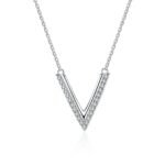 V-Shape Moissanite Pendant Necklace in Silver Tone