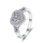 S925 Sterling Silver Ring for Women Heart Shape Moissanite Love Ring Wedding Band Factory Direct