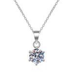 S925 Sterling Silver Necklace for Women 1 Carat Moissanite Six Prong Pendant Necklace Simulated Diamond Collarbone Chain Factory Direct