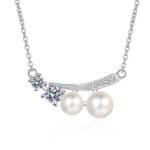 S925 Sterling Silver Necklace for Women, Moissanite Pendant with Freshwater Pearl, Choker Chain, Factory Direct Wholesale