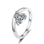 S925 Sterling Silver Moissanite Ring for Women Heart Shape Halo Ring Simple Personality Gift for Girlfriend