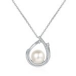 S925 Sterling Silver Moissanite Round Pearl Necklace Fashion Commuter Collarbone Chain Simple Atmosphere High-end Design